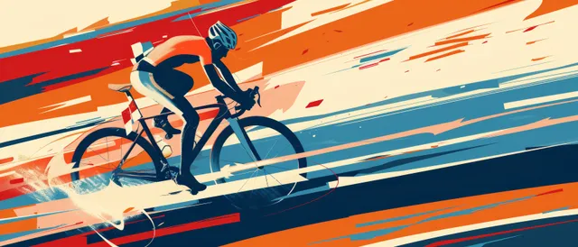 Male road cyclist powering forward with speed lines and geometric motion in the Netherlands