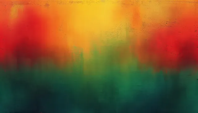 Warm orange and red glow dissolves into green and teal gradient background