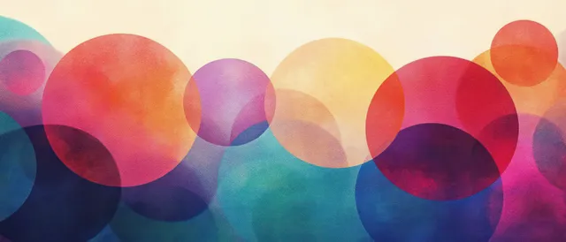 Colorful abstract circles and soft spots on a textured gradient backdrop for event design