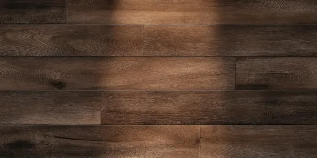 Close-up of wooden floor planks with natural grain, warm brown tones, and soft lighting between seams.