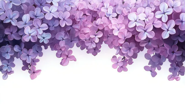 Hanging lilac flower clusters in soft purple and lavender tones against clean white background