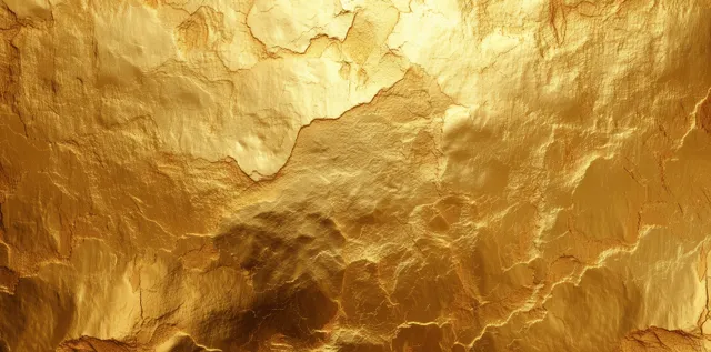 Seamless crumpled gold foil texture with glowing metallic highlights