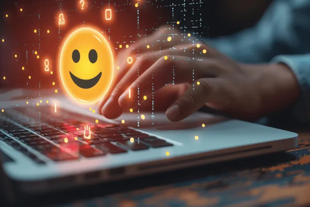 Dissatisfied client filling an online survey on laptop with angry star rating