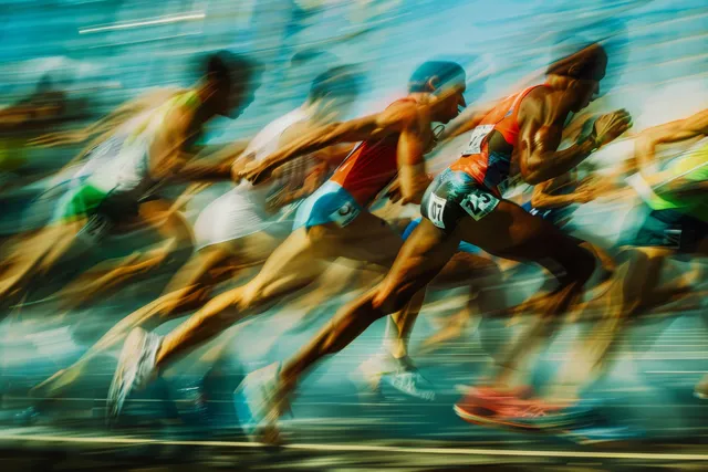 Athletes compete in a high-intensity modern pentathlon relay at the Rio 2016 Olympic Games, demonstrating speed and teamwork.