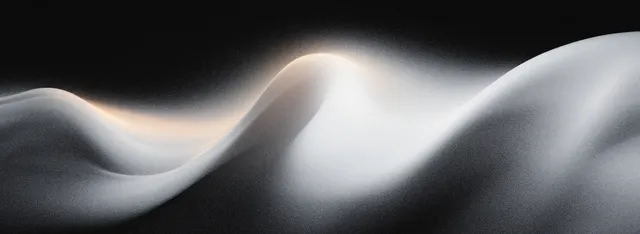 Monochrome wave gradient background with soft glow and subtle grainy noise texture