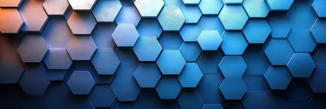 Abstract blue hexagon network pattern with glowing medical science gradient background