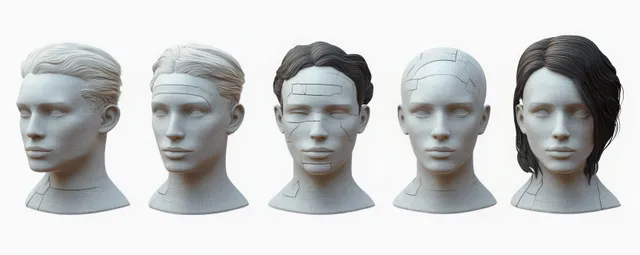 A sequence of male head silhouettes shows different hair loss stages and scalp treatment concept.
