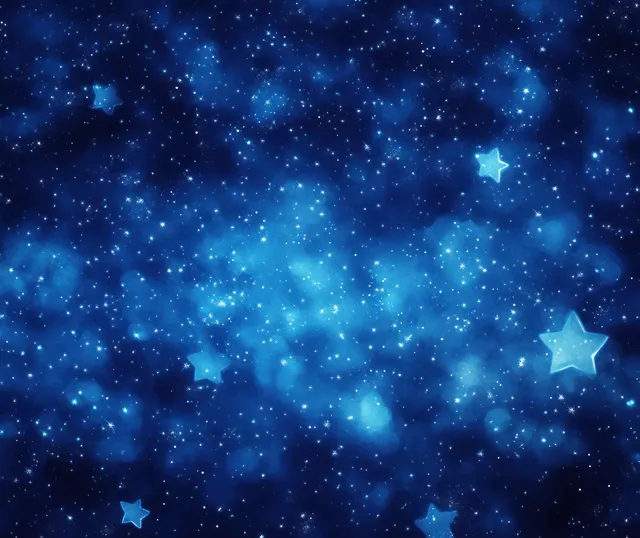 Dreamy blue watercolor night sky with sparkling stars and soft glowing bokeh with Glow And Bokeh Lighting