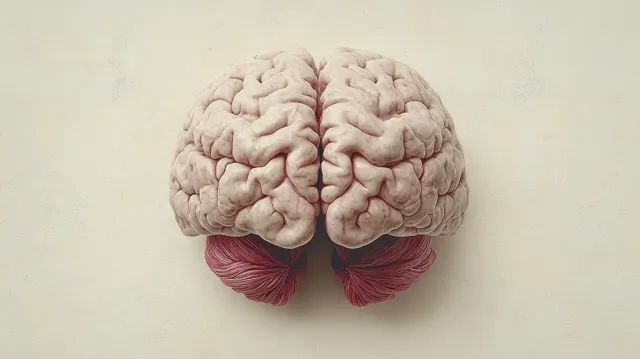 Realistic brain model with visible cerebrum and cerebellum folds on neutral background