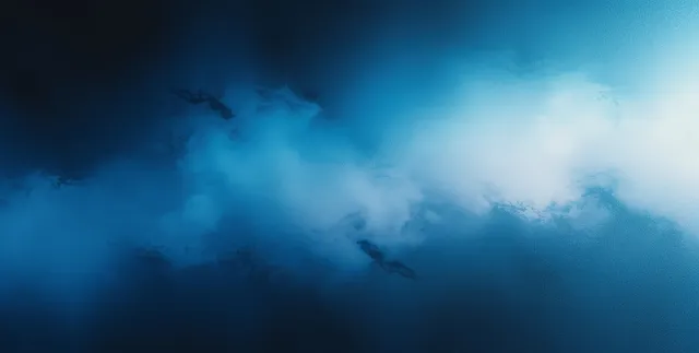 Abstract blue-black gradient background with grainy texture and a soft glowing light spot.