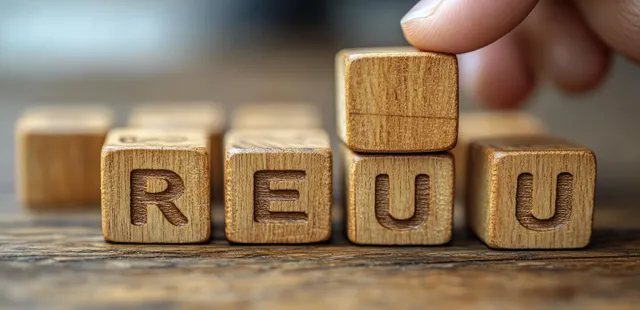 Hand turns wooden letter blocks spelling enemy into friend concept