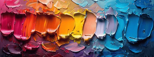 Abstract colorful oil paint texture with thick palette knife strokes
