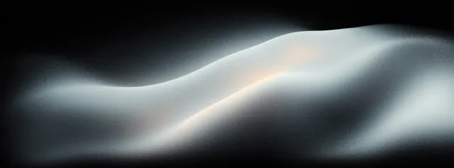 Soft gray abstract ribbon wave flowing across dark-to-light gradient background