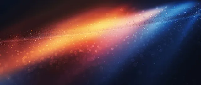 Grainy dark blue to orange red abstract gradient with light wave glow and noise