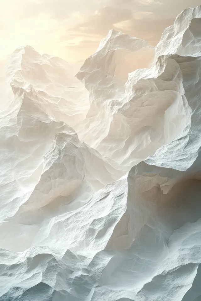 Crumpled white paper with deep folds and soft shadows forming an abstract textured background.
