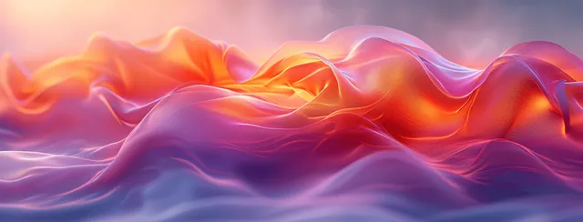 Colorful abstract wave ribbons over soft purple gradient light
