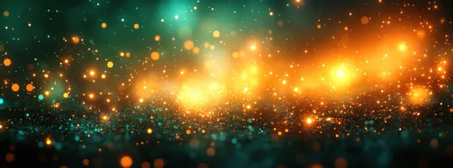 Christmas abstract bokeh background with glowing green and gold orbs across a dark festive blur