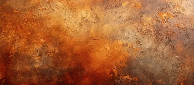 Weathered stucco wall texture with cracked plaster and brown-orange grunge paint stains.