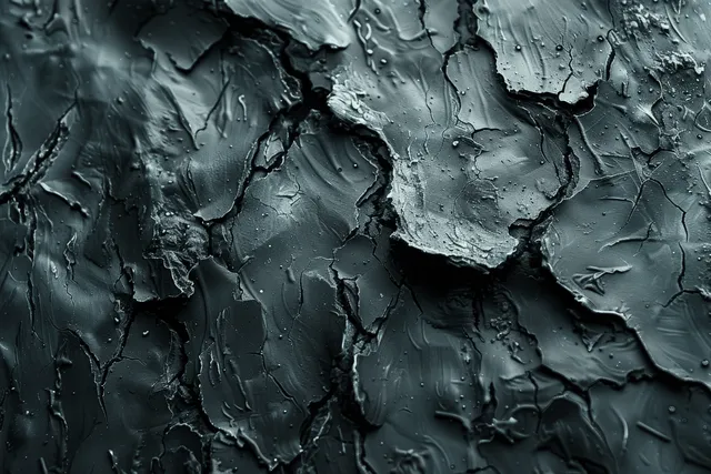Dark wet concrete wall texture with cracked surface and puddle-like highlights