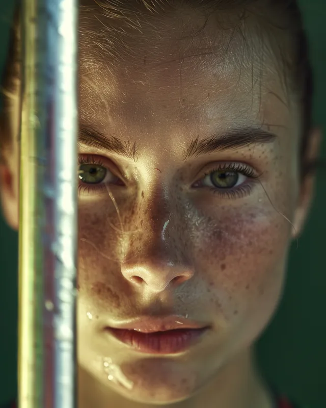 Determined Russian Female Pole Vaulter Training Outdoors