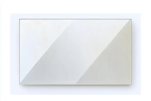 Blank framed white canvas on wall with subtle diagonal shadow and soft monochrome geometry