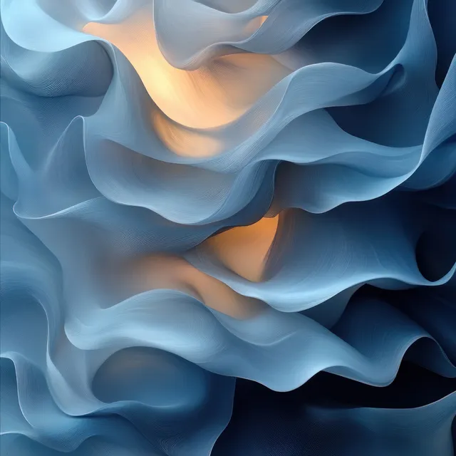 Flowing watercolor-like waves in gray and blue organic shapes seamless pattern