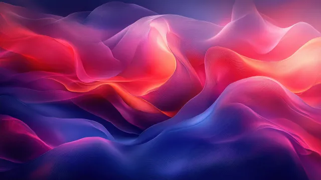 Red and blue abstract waves flowing across a glowing dark background with light streaks with Color Gradients