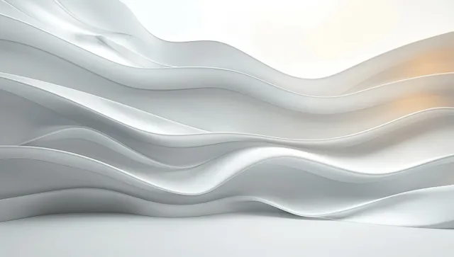 White 3D wave lines flow across smooth abstract background with layered curves and soft light