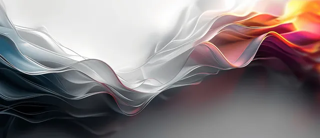 Abstract wavy white line gradient background with soft 3D flow and glowing highlights