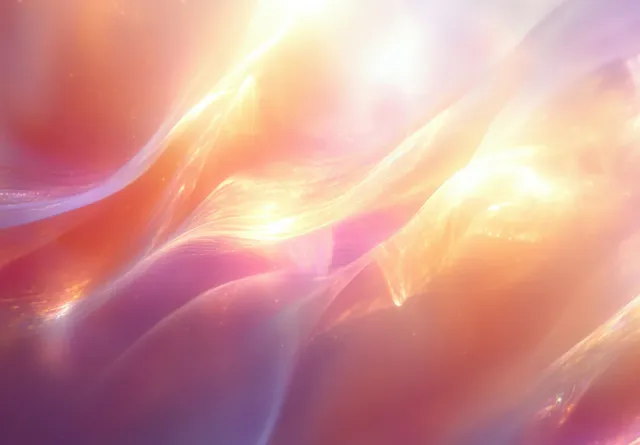 Prism rainbow sunlight rays with sparkling refraction overlay across soft pastel haze background