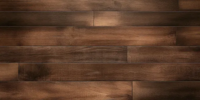 Close-up of dark brown wooden floor planks with subtle grain patterns and a smooth warm finish.