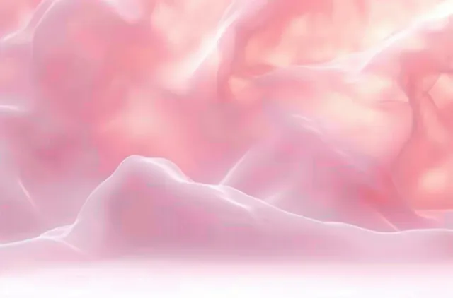 Translucent pink and peach fabric folds glowing with soft misty light