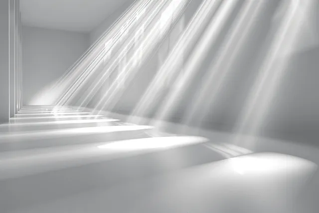White Sunbeams Streaming Across Empty Room With Soft Lens Flare