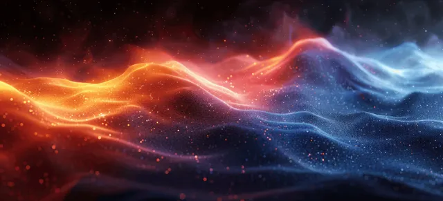 Colorful cosmic nebula waves swirling across dark space with grainy glowing light