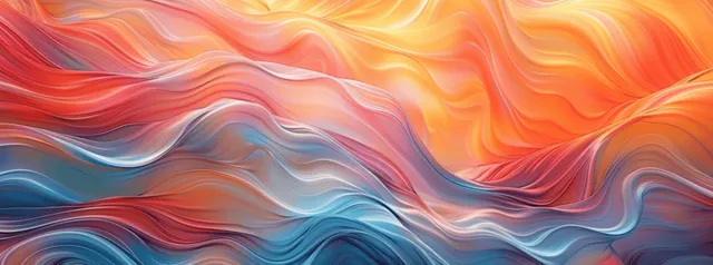 Flowing wavy abstract waves with pink, orange, and blue marbled color swirls