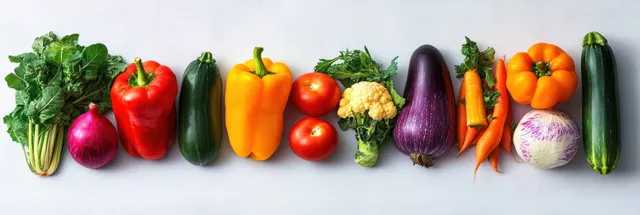 Colorful vegetables flat lay on white background, peas, cabbage, tomato, beet and cucumber