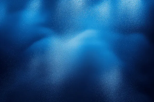 Abstract blue gradient background with wave-like geometric bands, soft light glow at the top, and faint grain.