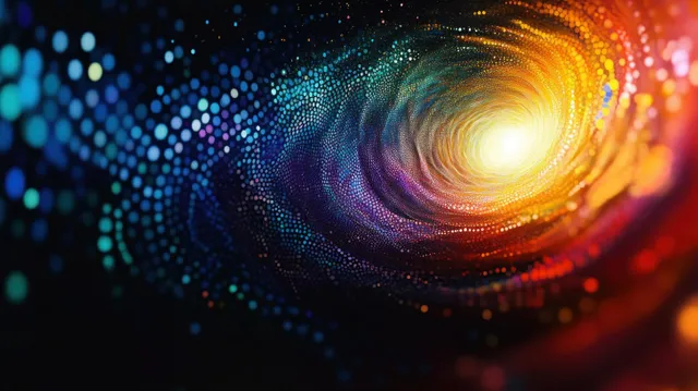 Futuristic cyber intelligence visualization with glowing swirling network of data points