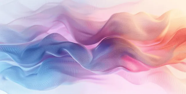 Soft pastel gradient background showing wavy fabric-like ripples with subtle grain texture.