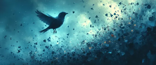 Escena en degradado azul con formas de llaves digitales dispersas e iconos de redes sociales que forman una red de mensajería.
