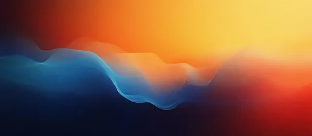 A smooth blue-to-orange abstract gradient background features flowing wave shapes and subtle noise texture.