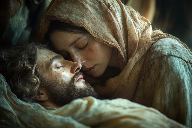 Jesus compassionately heals the sick and restores an old man, embodying mercy, grace, and divine power in a reverent scene.