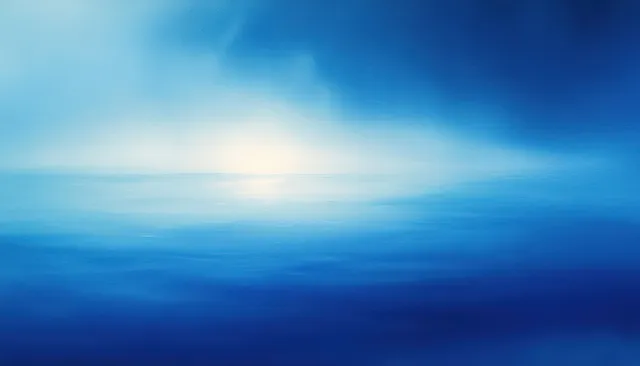 Blue gradient sky and sea abstraction with soft reflections and blurred horizon light
