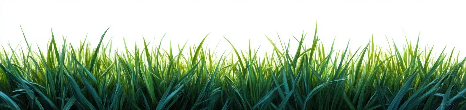 Green grass blades stretch across the frame with morning light and visible dew-like highlights.