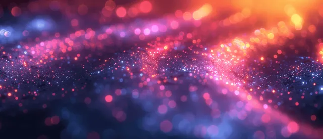 Neon rings and colorful bokeh lights glow on a dark sports celebration background.