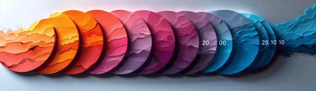 Color wheel pie chart segments in minimalist vector circles for infographic diagrams