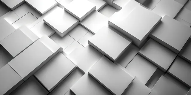 Overlapping white rectangles forming geometric depth on soft gray patterned background