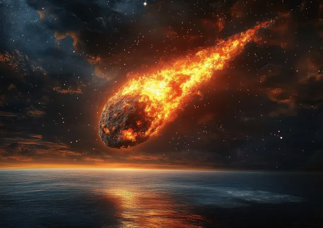 Fiery asteroid streaks into Earth’s atmosphere, lighting ocean horizon with blazing fireball