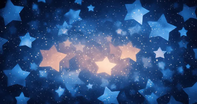 Dreamy watercolor stars night sky background with translucent white sparkles and blue glow