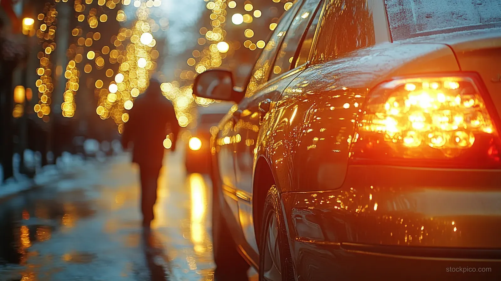 A suited driver opens a white limousine door for a VIP passenger on a city street at golden hour.